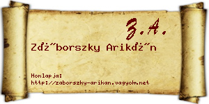 Záborszky Arikán névjegykártya